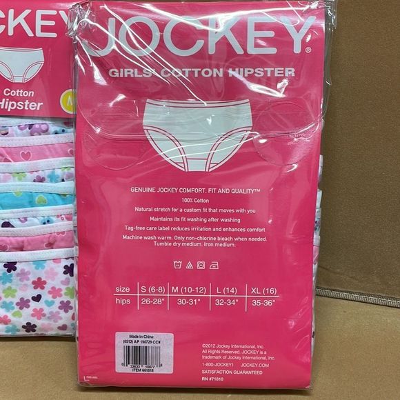 Jockey Accessories 6 Pair Of Girls Jockey Cotton Hipster Panties